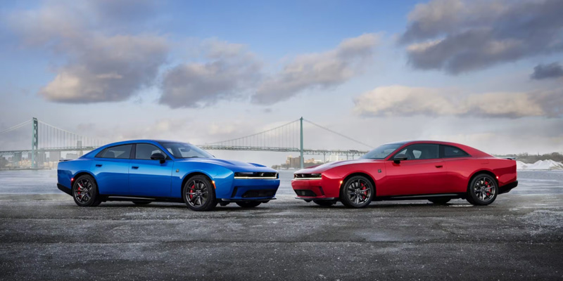 2026 Dodge Charger parked at Snethkamp CDJR Gaylord, showcasing its bold muscle car styling.